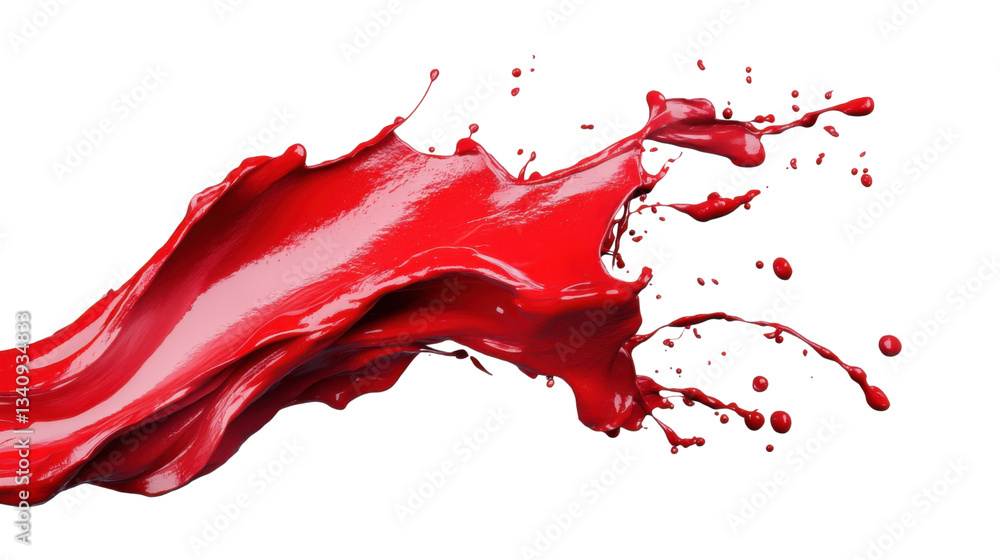 Poster splashing red paint on transparent background: dynamic motion and creativity