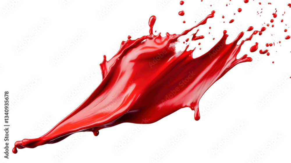 Poster dynamic splashing red liquid on transparent background