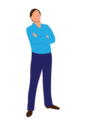 Confident Business Man Standing Isolated on White. People at work and activities vector art