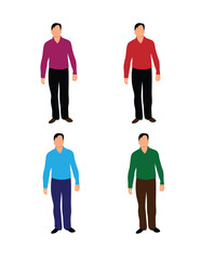 Fototapeta premium Man Standing Isolated on White Different Colors. People at work and activities vector art