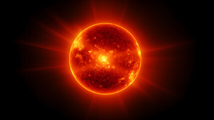 Obraz premium Close-up of a stunning sun-like star showcasing solar metallicity and detailed features against a beautiful space background.