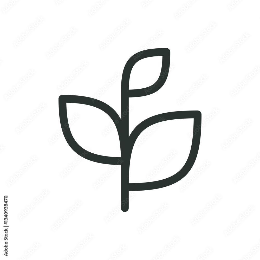 Poster tree seedling line icon, young tree sprout vector symbol with editable stroke