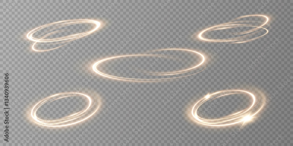 Wall mural glowing golden spiral. speed ​​abstract lines effect. rotating shiny rings. glowing circular lines. 