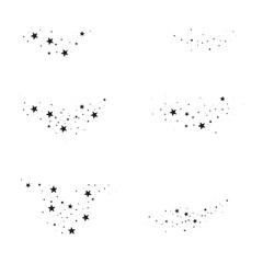 Shooting Star Black. Shooting star with an elegant star trail on a white background. Festive star sprinkles, powder.