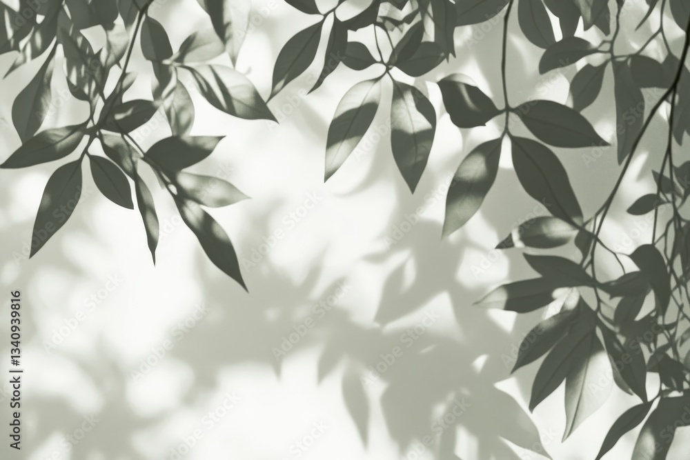 Aufkleber a subtle plant shadow on a light original background image ideal for presenting a range of products 