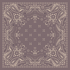 Indian Paisley Floral bandana. Turkish, Persian cucumber, buta. Ethnic kerchief, tapis, rug, blanket.