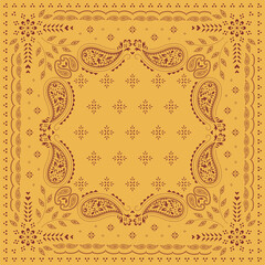 Indian Paisley Floral bandana. Turkish, Persian cucumber, buta. Ethnic kerchief, tapis, rug, blanket.