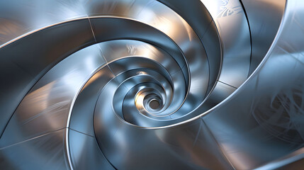 Fototapeta premium Abstract Metal Spiral: A Symphony of Steel and Light
