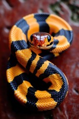 Obraz premium A close-up view of a snake's body on a flat surface, ready for action