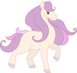 Cute unicorn. Purple fantasy animal - Magical Unicorn in flat style