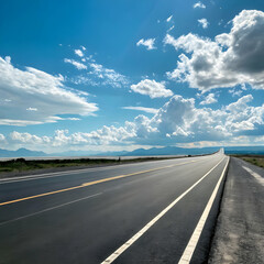Fototapeta premium Open Road, Blue Sky, Summer Highway