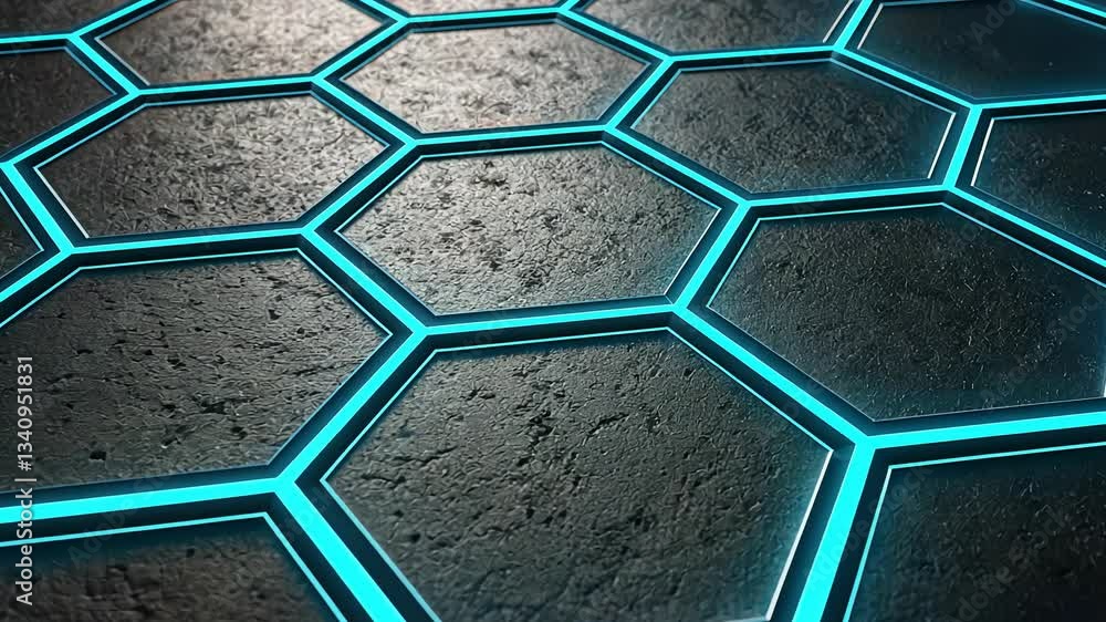Aufkleber futuristic hexagonal pattern with glowing edges