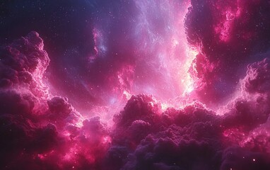 Cosmic cloud formations, vibrant pink and purple hues
