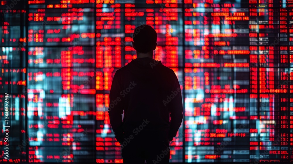 Poster data protection professional monitoring firewall alerts and malware threats in a digital environment