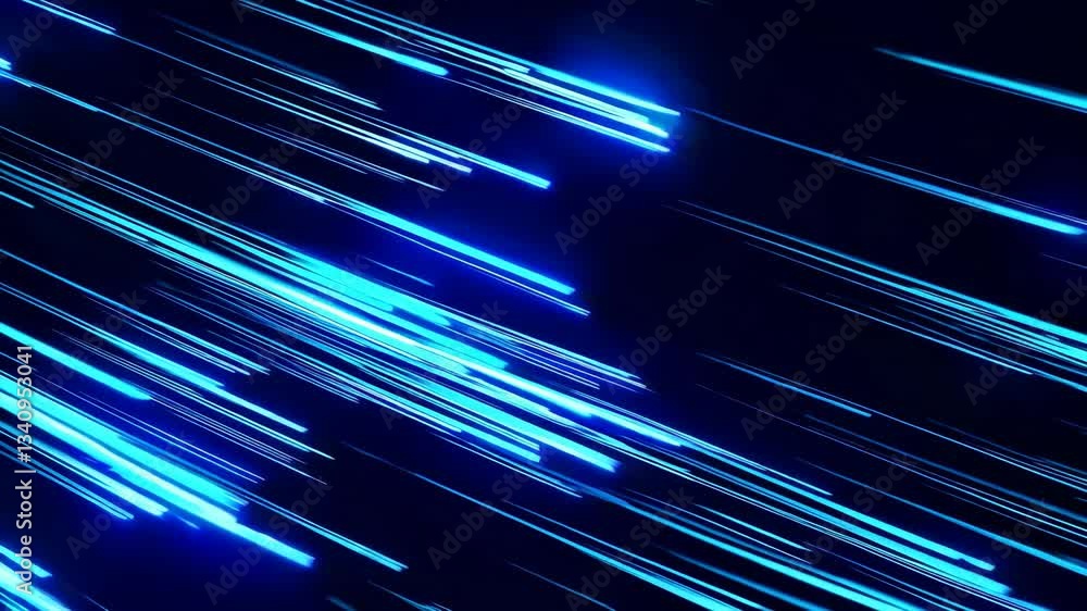 Poster blue light trails on dark background, dynamic abstract pattern. futuristic technology concept