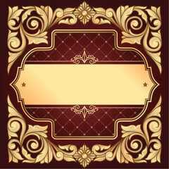 Golden ornate floral decorative vintage blank card