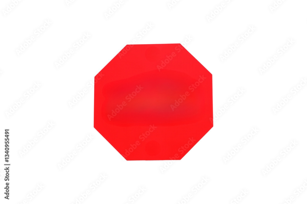 Aufkleber a red octagonal sign with no visible text, appearing glossy and reflective, hinting at a traffic or 