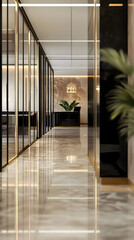 Obraz premium Elegant Office Corridor: Modern Architecture and Interior Design