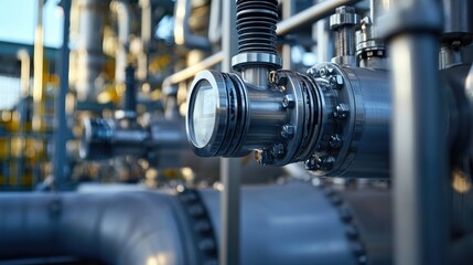 Fototapeta premium Close-up shot of pipes and valves in a commercial or industrial setting