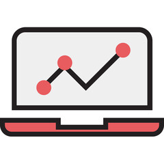 Online Graph Icon – Colored Outline Symbol for Data Analytics and Statistics
