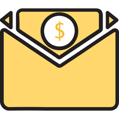 Bank Paper Icon – Colored Outline  Symbol for Financial Documents and Transactions