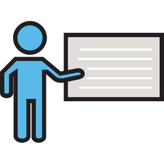 Business Presentation Icon – Colored Outline  Symbol for Corporate Meetings and Strategy