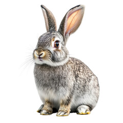 Obraz premium Adorable Grey Rabbit with Big Ears with Transparent Background