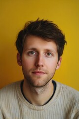 Fototapeta premium A detailed view of someone's upper body wearing a cozy sweater, perfect for everyday use or as part of a character concept