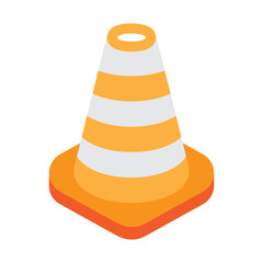 Traffic Cone Vector Flat Icon Design