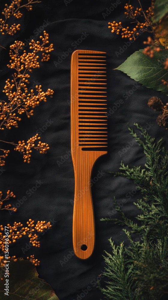 Aufkleber a wooden comb sitting on a table, perfect for adding a touch of rustic charm to your scene or design