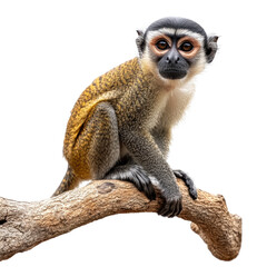 Charming Monkey Posing on a Branch Against Black Background