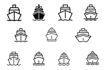 Set of cruise ship vector icon illustration on white background