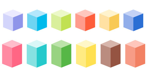 3D Shapes, rectangular prism, cuboid, vector illustrations