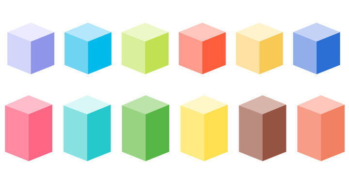 3D Shapes, rectangular prism, cuboid, vector illustrations