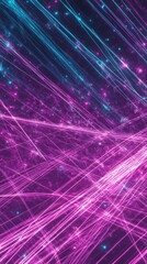 Abstract diagonal streaks of vibrant neon light on a dark background cascade of purple and blue lines high speed connectivity digital data flow abstract plane Hyper-quality illustration