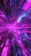Abstract diagonal streaks of vibrant neon light on a dark background cascade of purple and blue lines high speed connectivity digital data flow abstract plane Hyper-quality illustration