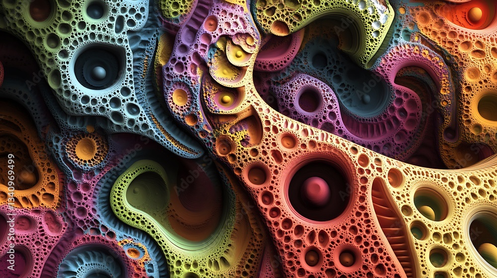 Poster visually engaging representation of abstract ideas with color and motion.