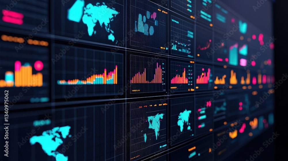 Poster strategic marketing sales strategy engagement concept. data analytics dashboard with colorful visual