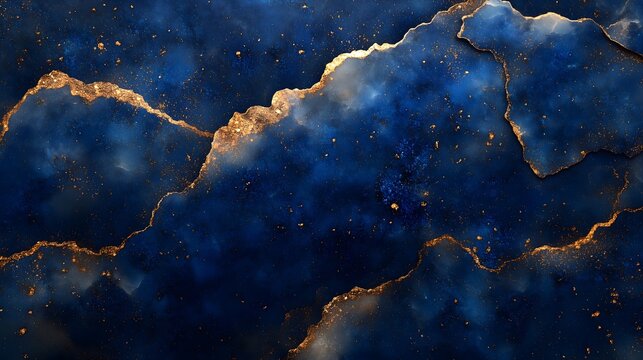 Close-up of a stunning lapis lazuli texture showcasing deep blue hues with intricate gold veins