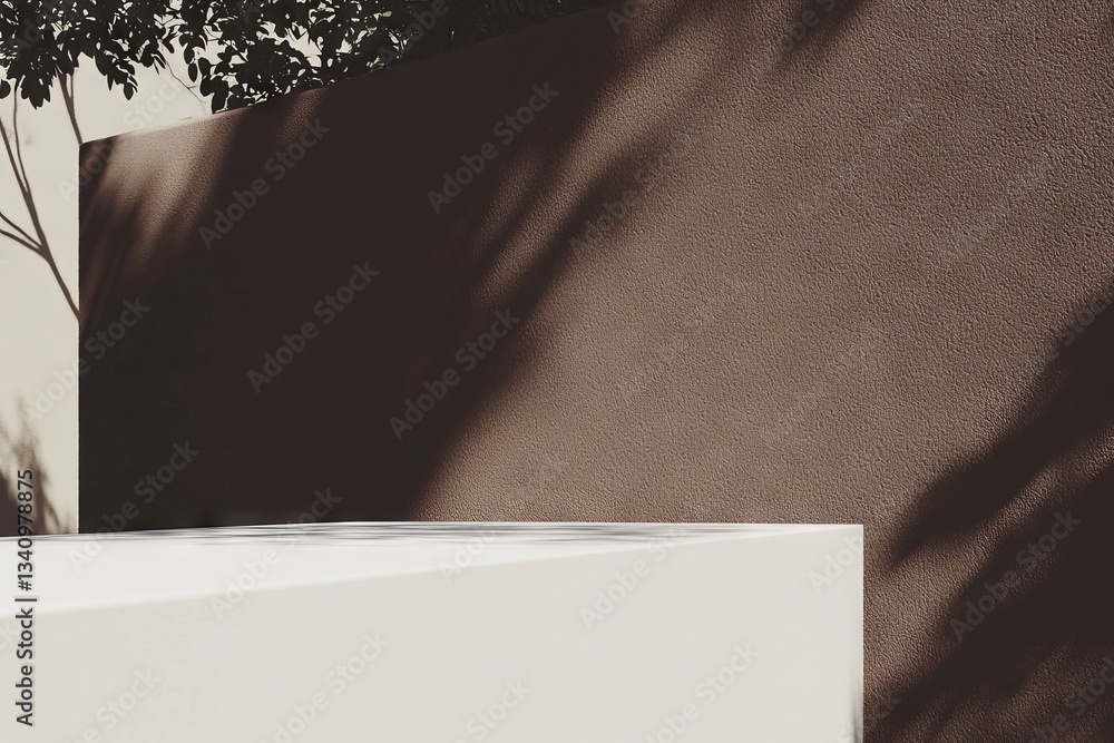 Poster this minimalist presentation setting includes a light gray wall, a floor with a smooth finish, and a