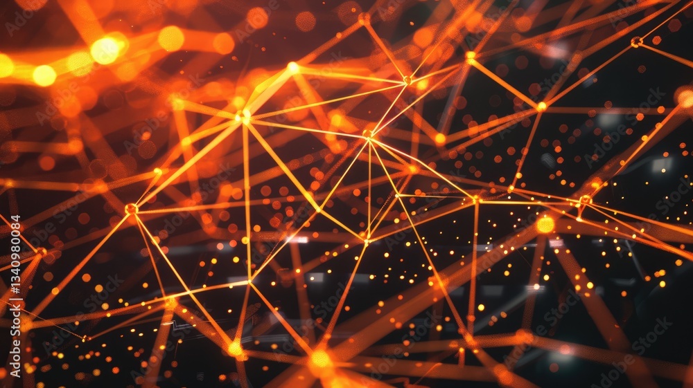 Poster a vibrant abstract visualization showcasing interconnected nodes and lines. ideal for themes of tech