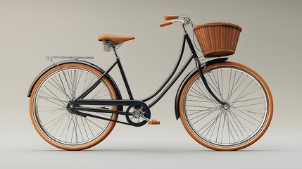 Vintage bicycle with basket presenting timeless charm and elegance for backgrounds and screensavers