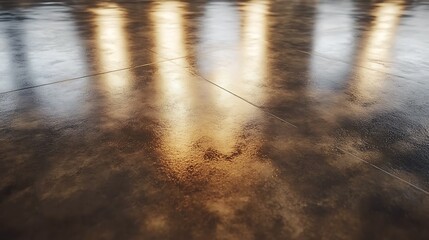 Polished concrete floor, light reflections