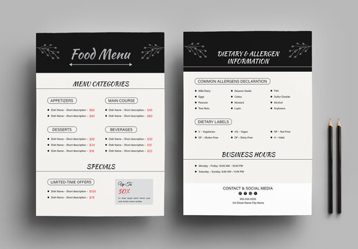 Minimal Food Menu Flyers Template