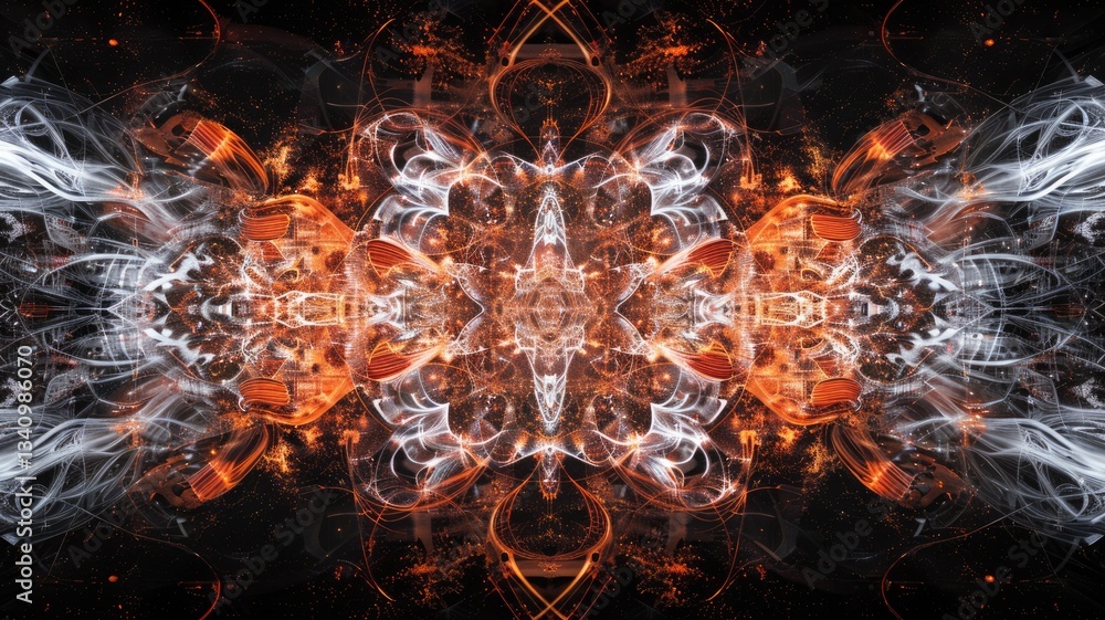 Poster an abstract artwork representing concepts of artificial intelligence and data visualization, featuri