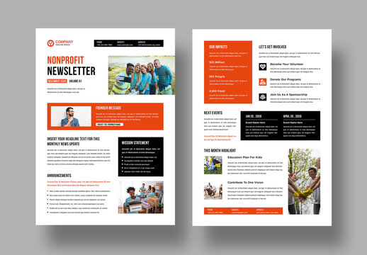 Nonprofit Newsletter Template Layout