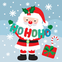 Cute Santa Claus For Christmas Card or Bag design