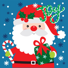 Fototapeta premium Cute Santa Claus For Christmas Card or Bag design