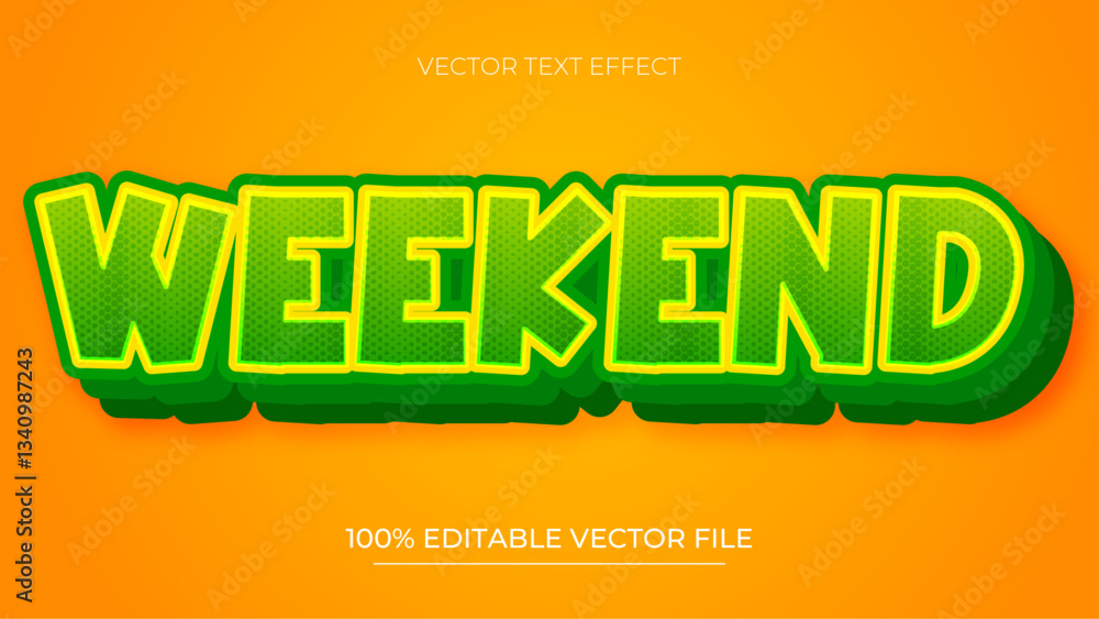 Poster weekend text effect style editable text effect vector green and yellow gradient