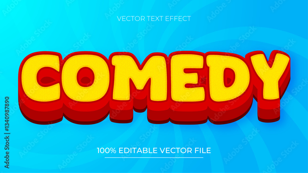 Poster comedy editable text effect with gradient red colors